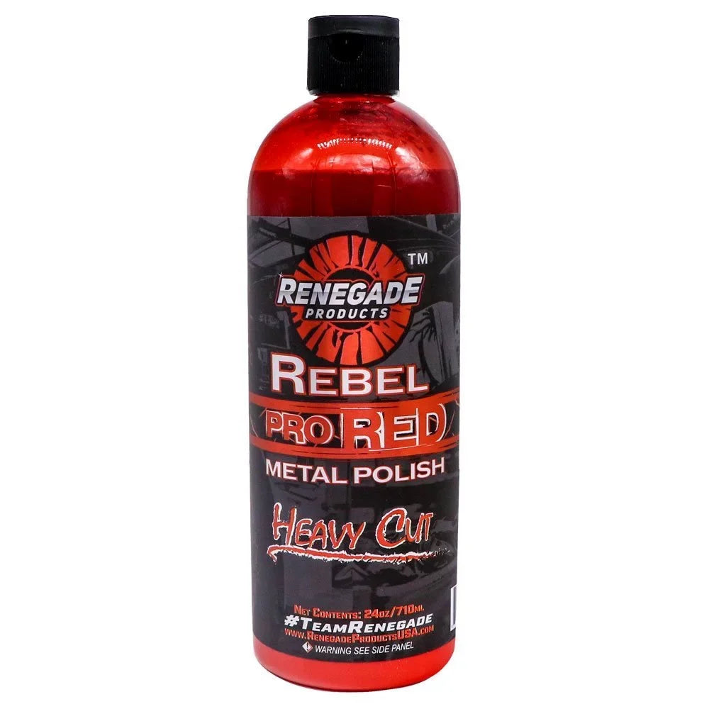 Renegade Products USizeA Rebel Pro Red Liquid Metal Polish by Heavy Cut Aluminum Polish for High Luster on Rims  Wheels  Tanks  Bumpers etc. 24 Oz Bottle