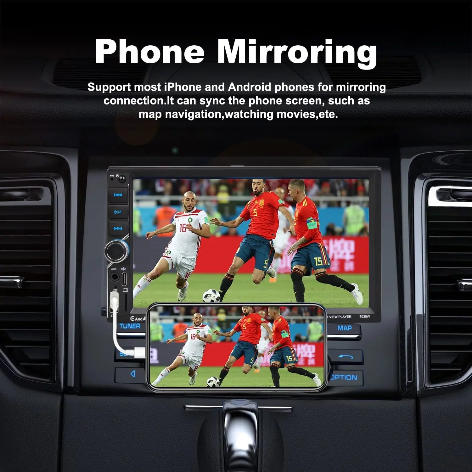 Alondy Double Din Car Sizetereo,Compatible with Wireless CarPlay/Android Auto,Type-C USizeB,7" Touchscreen,Mirror Link,Backup Camera,Bluetooth Voice Control,External Mic AUX SizeD DSizeP FM Radio Audio Receiver