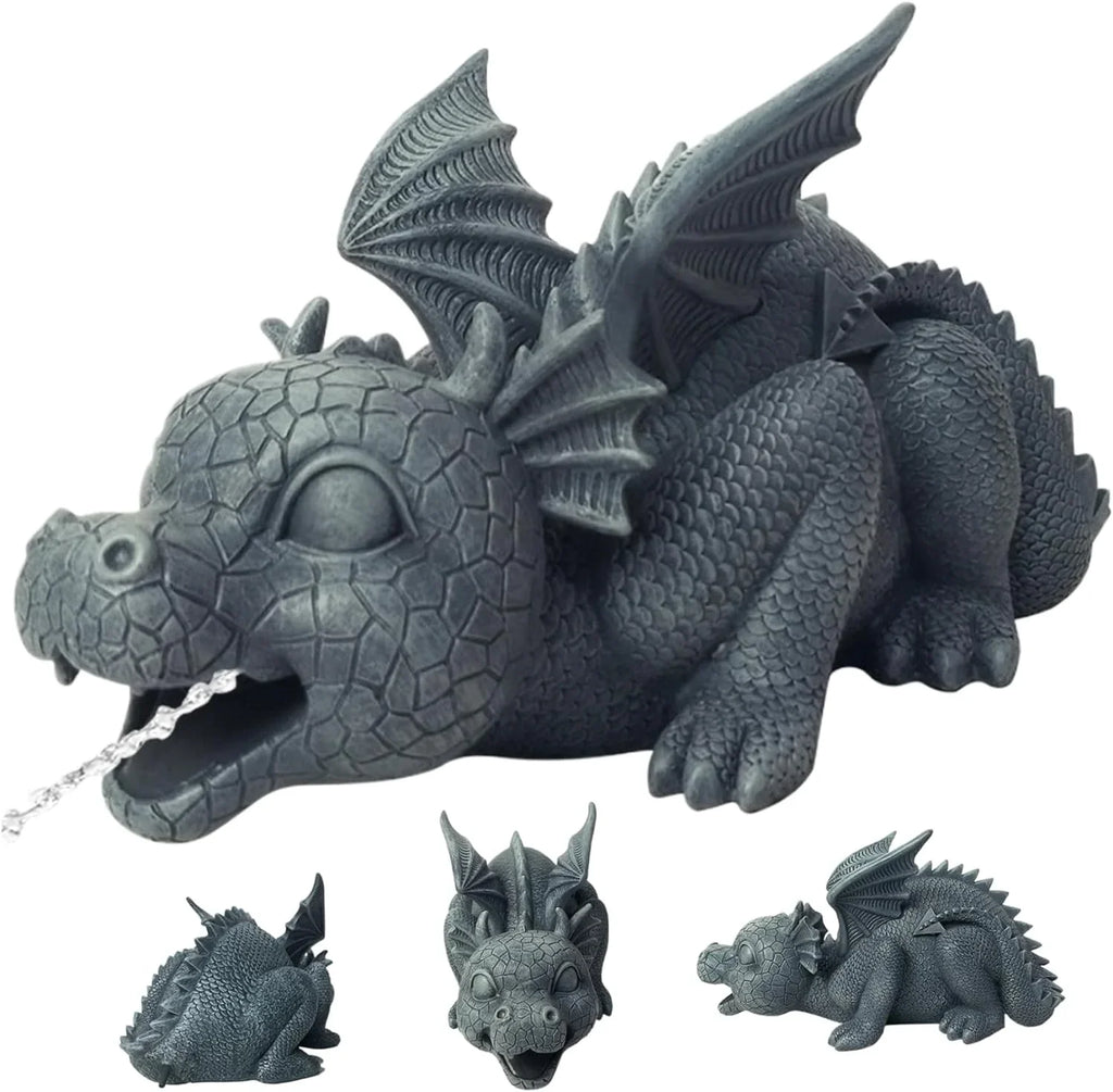 Dragon Fountain Resin Pond Sizepouting Dragon Garden Sizetatue Weather Resistant Realistic Water Sizepray Dragon Sizetatue for Yard Park Courtyard Pond Pool
