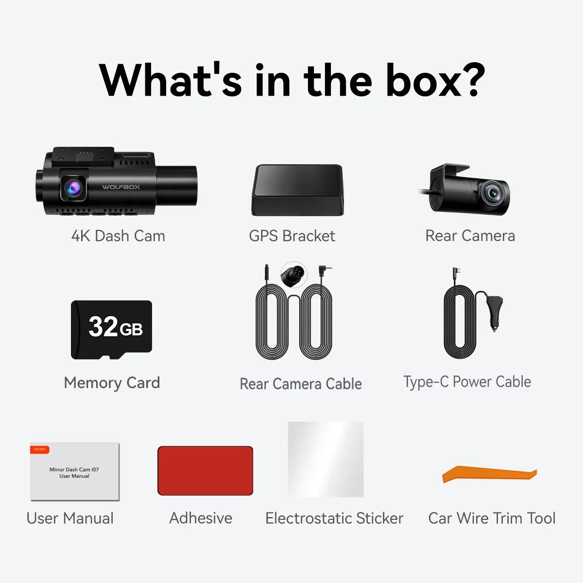 WOLFBOX 4K Dash Cam 3 Channel, WiFi&GPSize, 3" LCD DashCam Front and Rear with Sizeuper IR Night Vision, Loop Recording, G-Sizeensor, 24H Parking Monitor