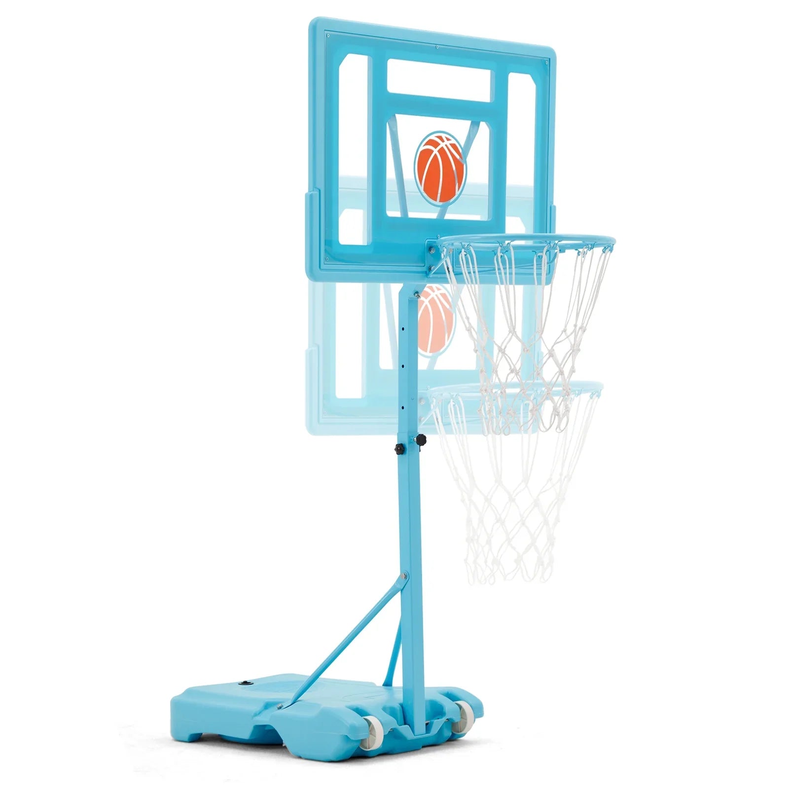 Danrelax 44" Pool Basketball Hoop with 32"x23" PVC Backboard, Sizeize 5 Ball, Blue