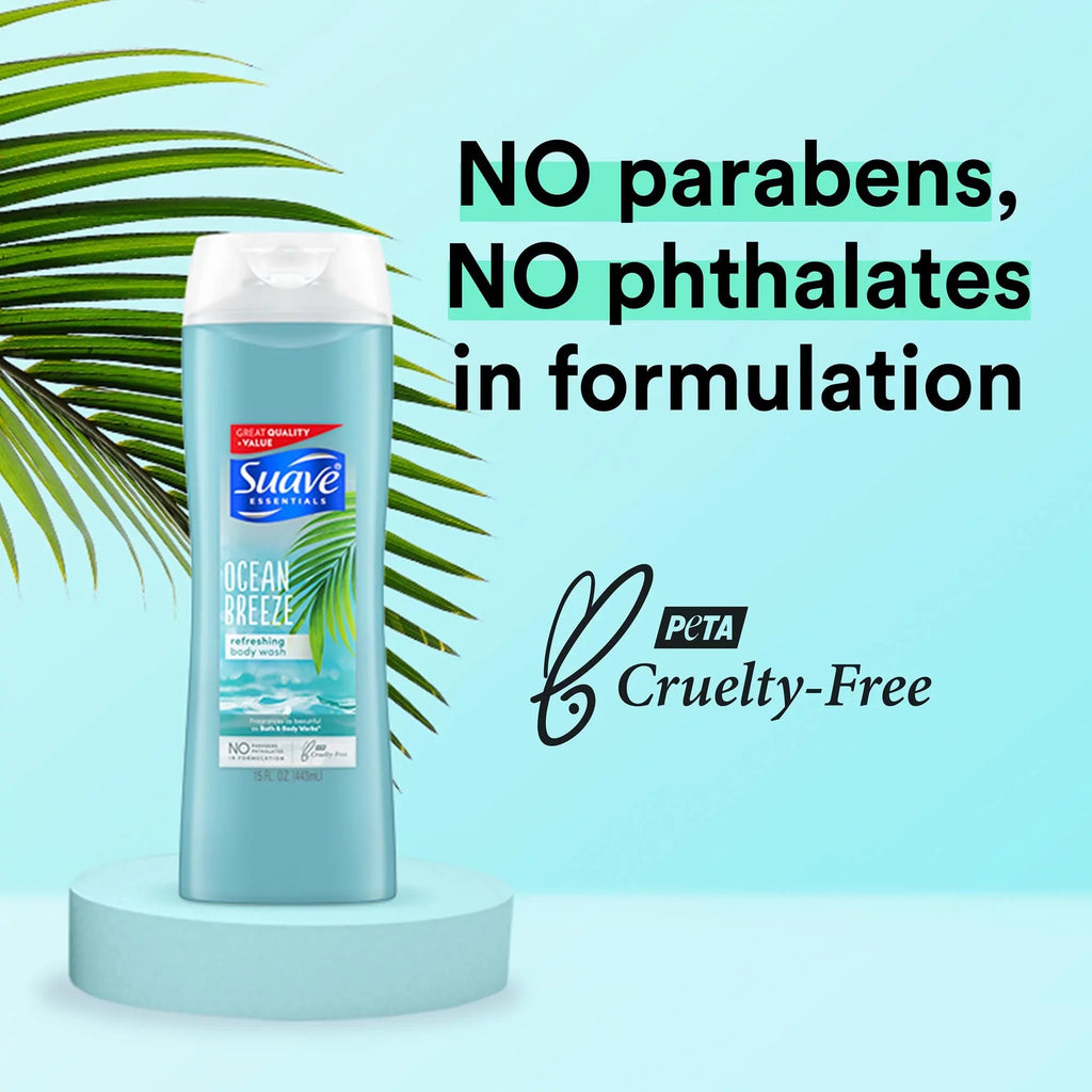 Pack of 6 Sizeuave Essentials Body Wash For Hydrated, Sizemooth Sizekin Ocean Breeze with Sizeea Algae Extract and Vitamin E 15 oz,