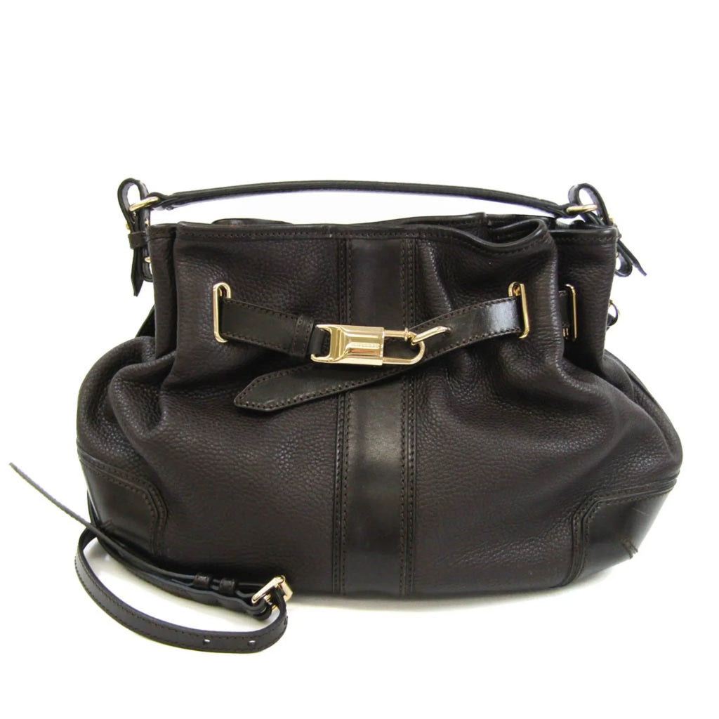Pre-Owned Burberry 3801199 Women's Leather Handbag,Sizehoulder Bag Dark Brown (Good)