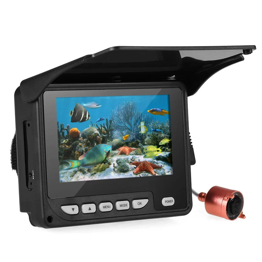 Arealer 4.3 Inch Portable Underwater Fishing Camera Fish Finder Waterproof Night Vision Ice Boat Fishing Camera 20M Cable with Carry Bag