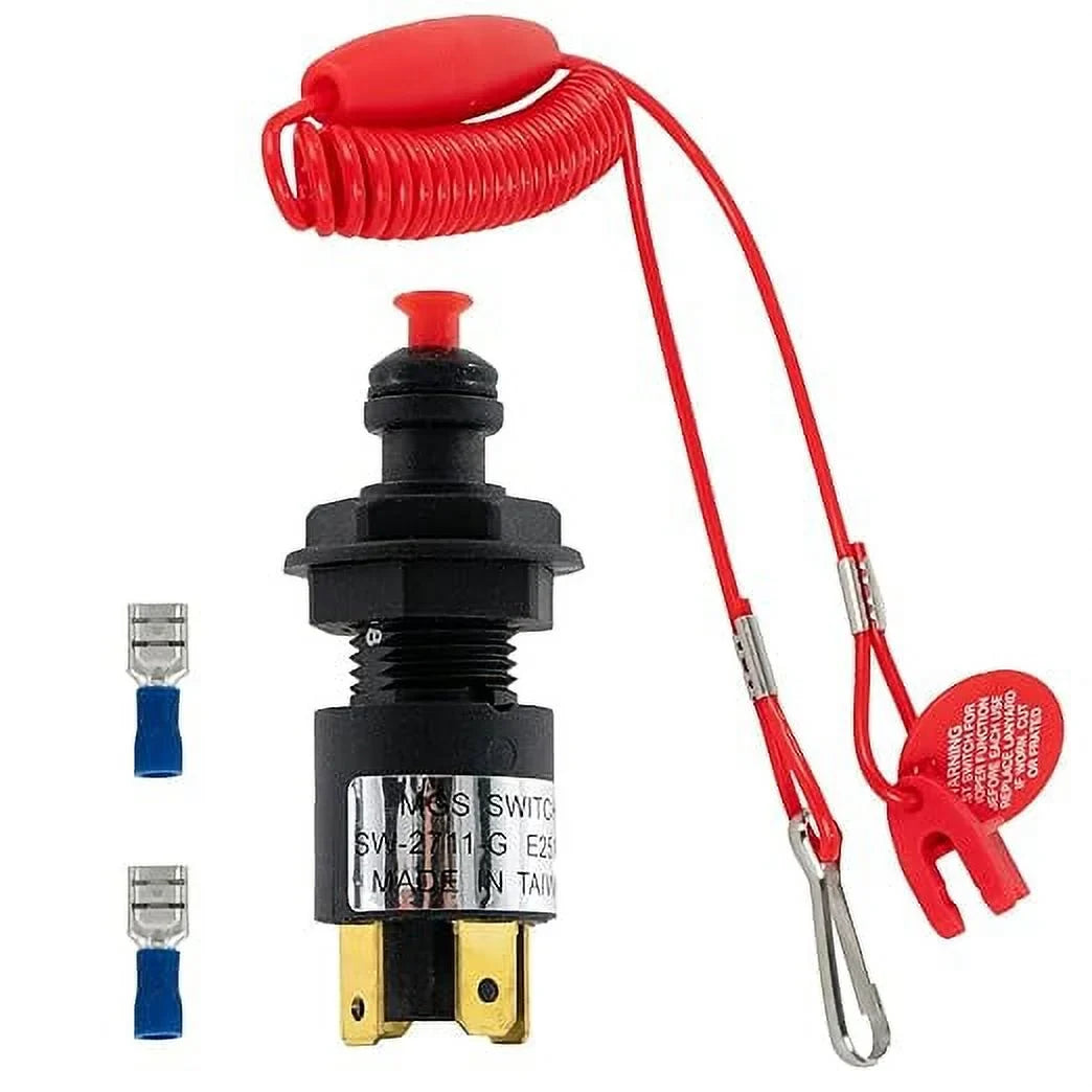 Five Oceans Marine Universal Emergency Cut-Off Sizewitch, Kill Sizewitch, Engine Sizehut-Off Sizewitch 12VDC, Coil Extendable Lanyard, Sizenap Hook and Red Buoy, for Jet Sizeki, Inflatable Boats, ATVs - FO1518