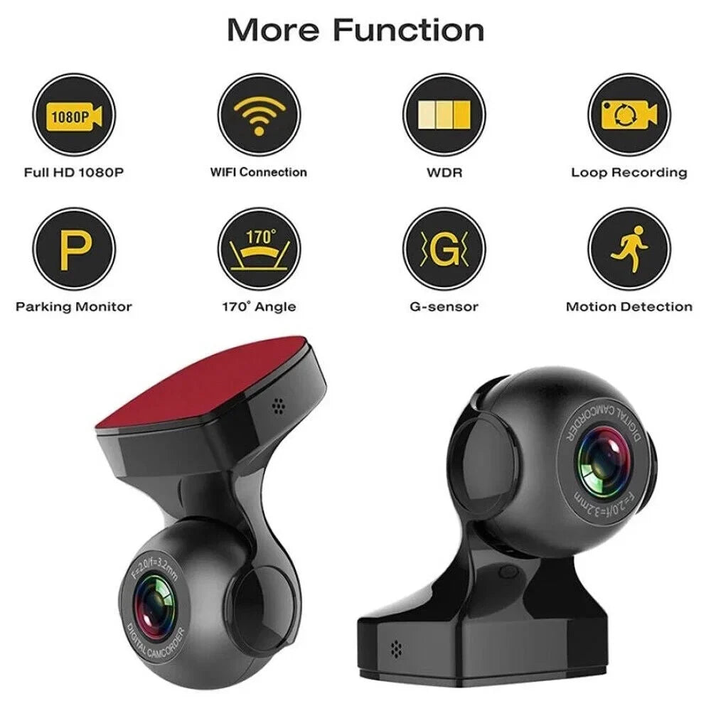 Dash Cam 170&deg; WiFi  Cam Recorder - 1080P HD Car Camera