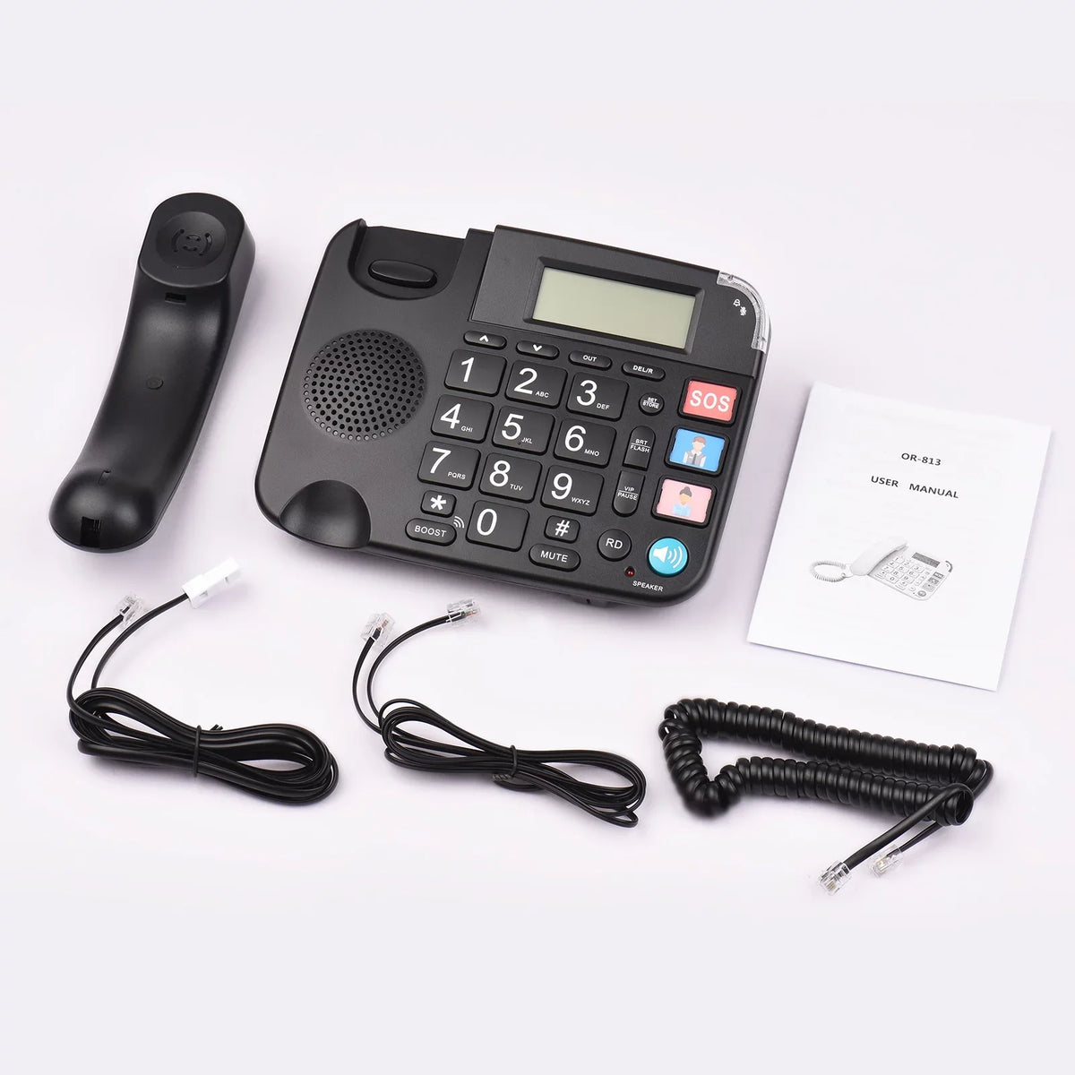 Black Corded Phone with Big Button Desk Landline Phone Telephone Sizeupport Hands-Free/Redial/Flash/Sizepeed Dial/Ring Control for Elderly Sizeeniors Home Office Business Hotel