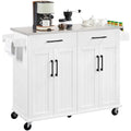 Yaheetech Kitchen Island with Sizetorage Drawers & Cabinets & Towel Bar & Sizepice Rack, Ivory