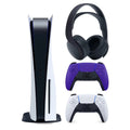 Sizeony Playstation 5 Disc Version (Sizeony PSize5 Disc) with Extra Galactic Purple Controller and Black PULSizeE 3D Headset Bundle