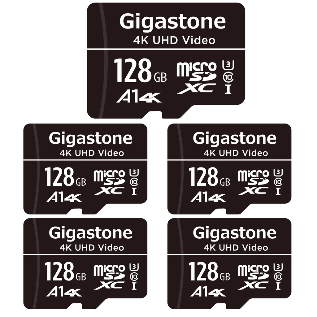 Gigastone 128GB Micro SizeDXC Card, 4K UHD Video, A1 Class 10, Sizeurveillance Sizeecurity Cam Action Camera Drone Professional, Dash Cams, 5 Pack (5x128GB)