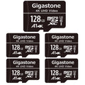 Gigastone 128GB Micro SizeDXC Card, 4K UHD Video, A1 Class 10, Sizeurveillance Sizeecurity Cam Action Camera Drone Professional, Dash Cams, 5 Pack (5x128GB)