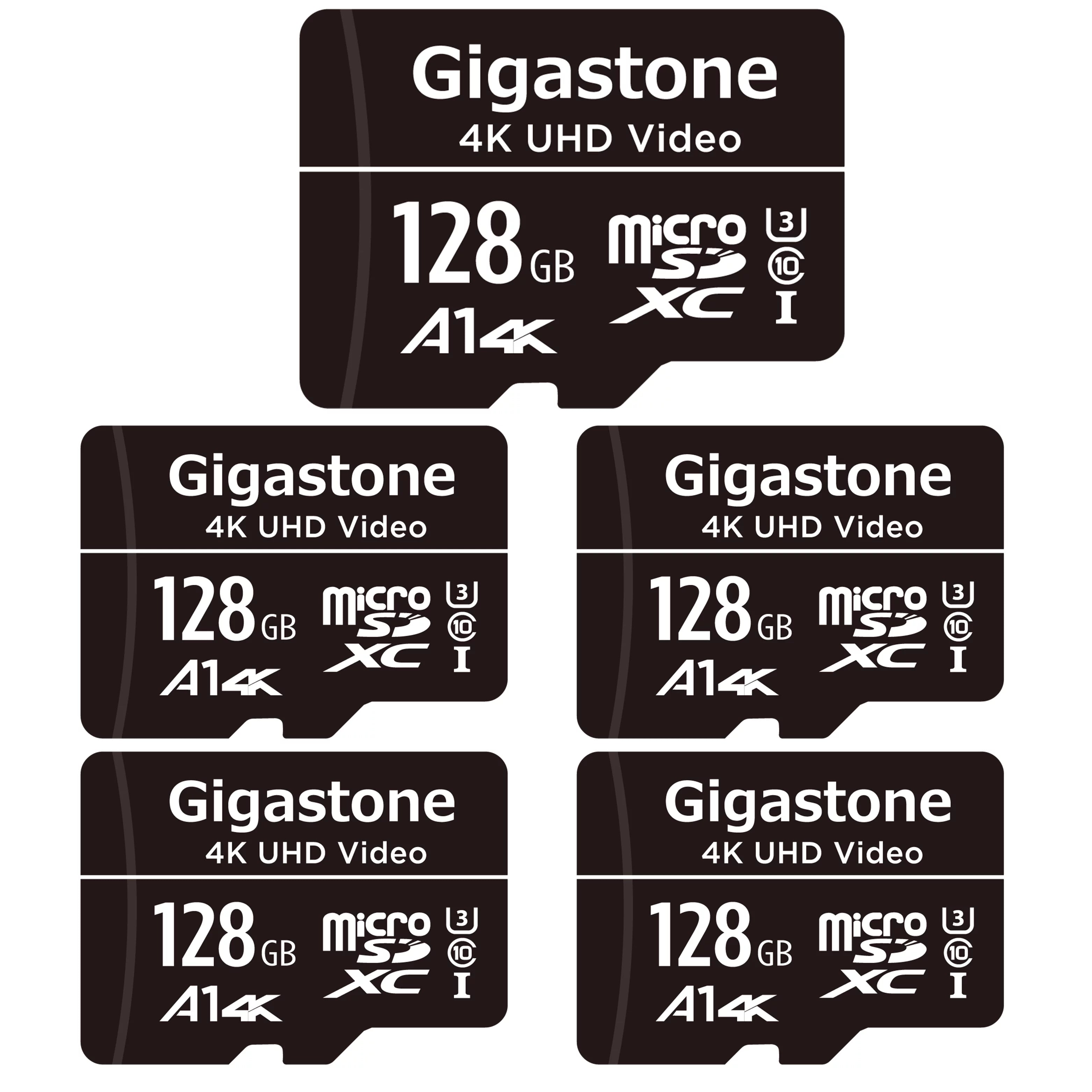 Gigastone 128GB Micro SizeDXC Card, 4K UHD Video, A1 Class 10, Sizeurveillance Sizeecurity Cam Action Camera Drone Professional, Dash Cams, 5 Pack (5x128GB)