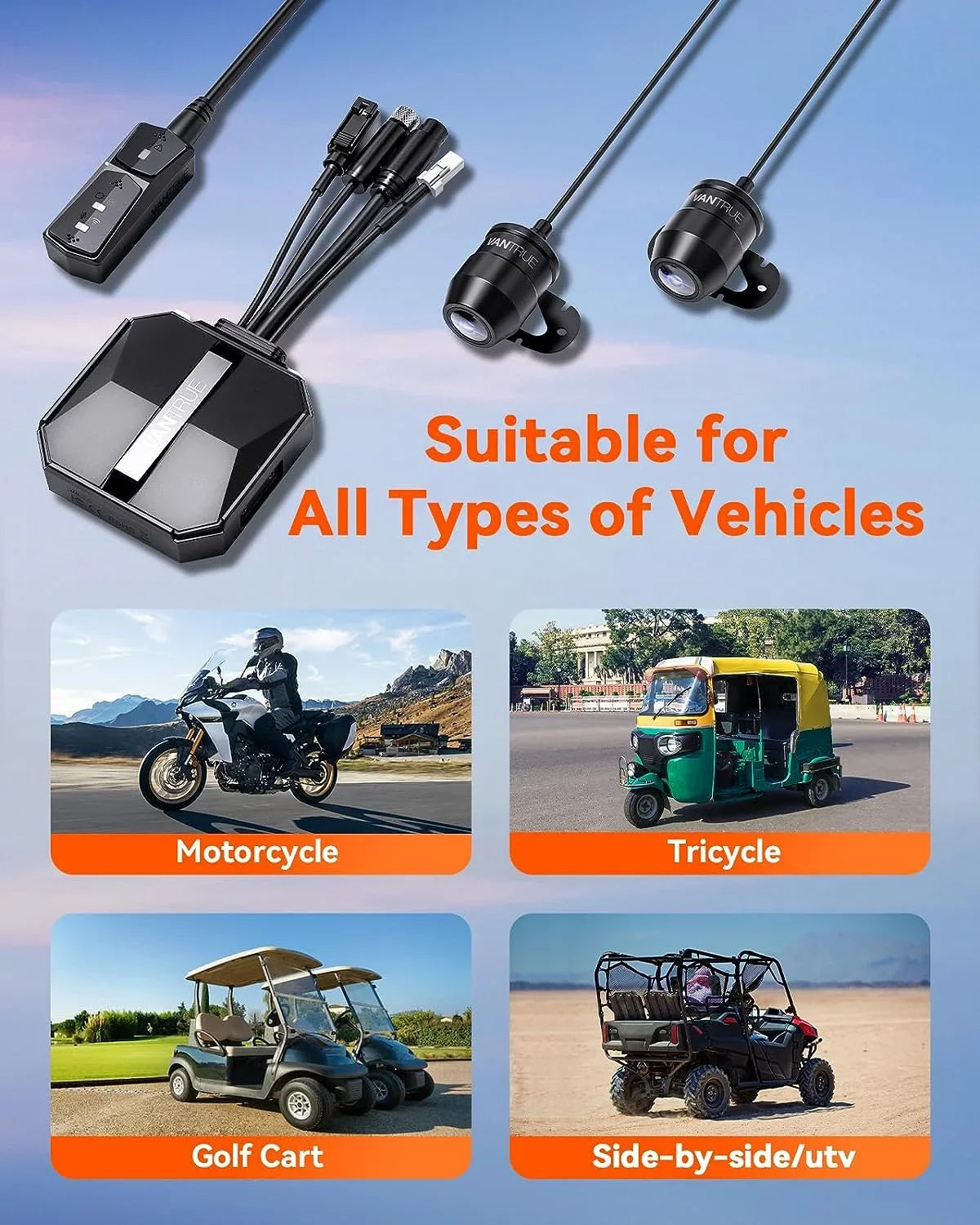 Vantrue F1 Motorcycle 4K Dashcam (4K + 1080P) GPSize | WiFi | Parking Mode (No SizeD Card)