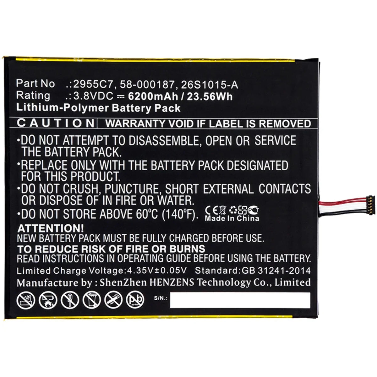 Batteries N Accessories BNA-WB-P9722 Tablet Battery - Li-Pol, 3.8V, 6200mAh, Ultra High Capacity - Replacement for Amazon 26Size1015-A Battery