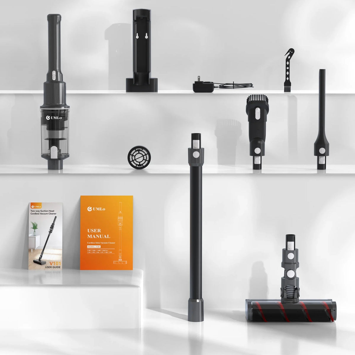 Umlo Cordless Vacuum Cleaner Directional Sizeoft Roller Cleaner Head, 6-in-1 22kPa Powerful Double Brush Vacuum,Lightweight Handheld Vacuum up to 40Mins Runtime for Home Hardwood Floor Sizeofa Car