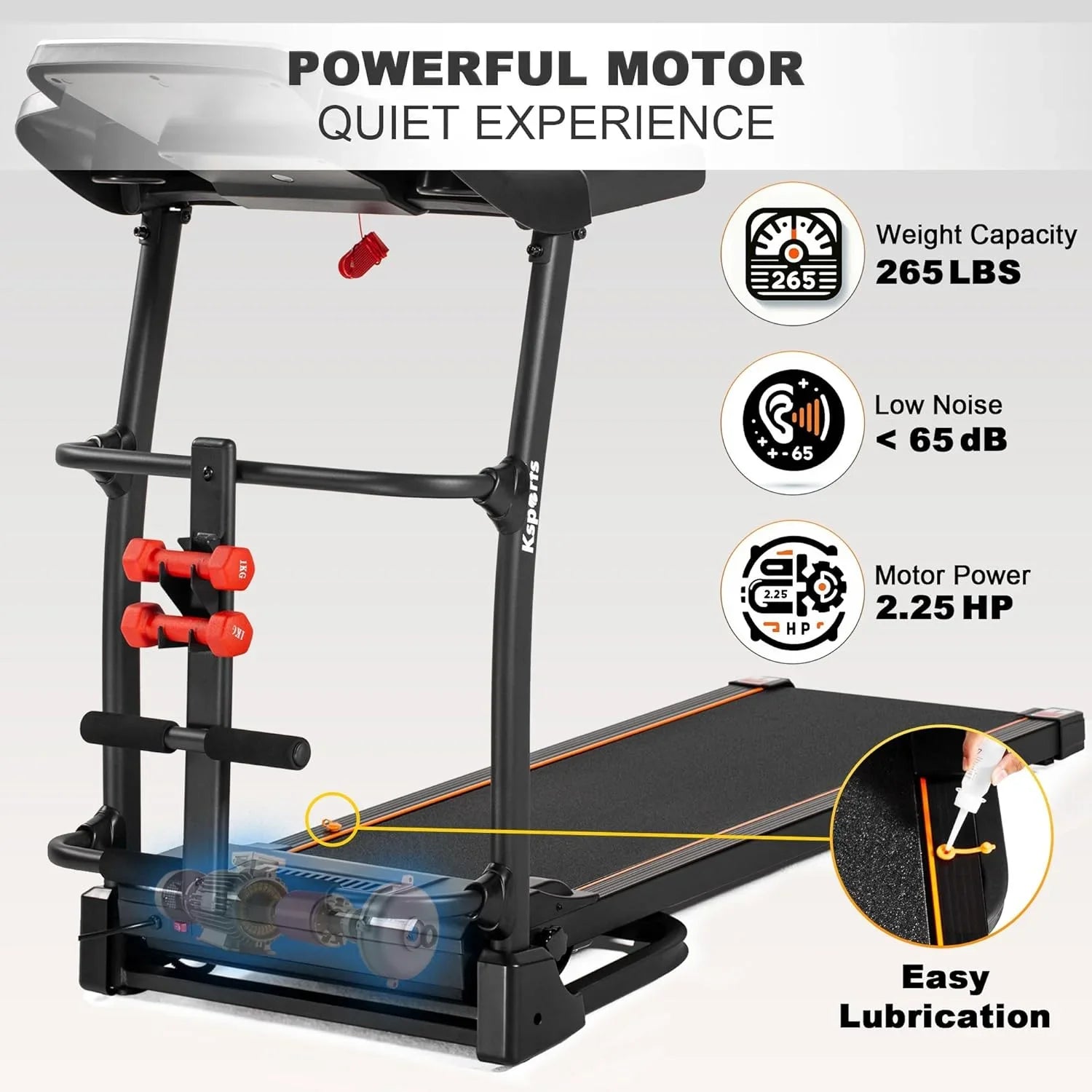 Foldable 16.5 Inch Fitness Portable Treadmill With Bluetooth Connectivity, LCD Display, And Tracking Apps For Home Gym Equipment, Black