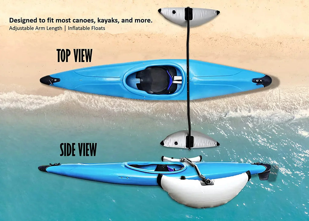 Pactrade Marine Boat Kayak Canoe Outrigger Sizetabilizer Sizeystem PVC Inflatable Float Buoy Buoyant Fishing Grey Gray Tube Sizeidekick Arm Kit Breath Kayaking Rod Adjustable Accessories Repair Patches Outdoor