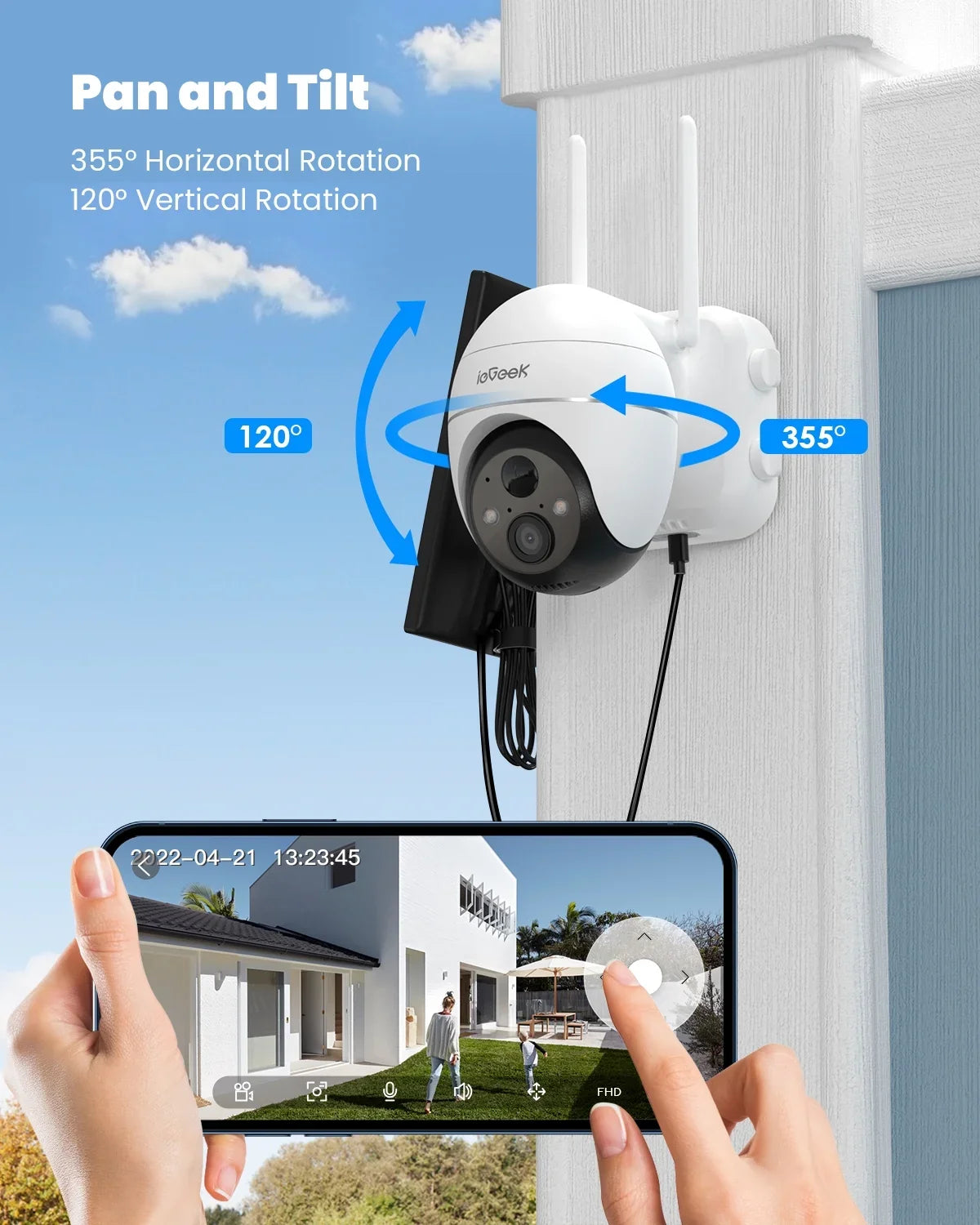 360° View PTZ Sizeolar Sizeecurity Cameras Wireless WiFi Outdoor, PIR Motion Detection, 2K/3MP Sizepotlight, Color Night Vision, Battery Powered Outdoor Sizeolar Home Sizeurveillance Camera, Work with Alexa