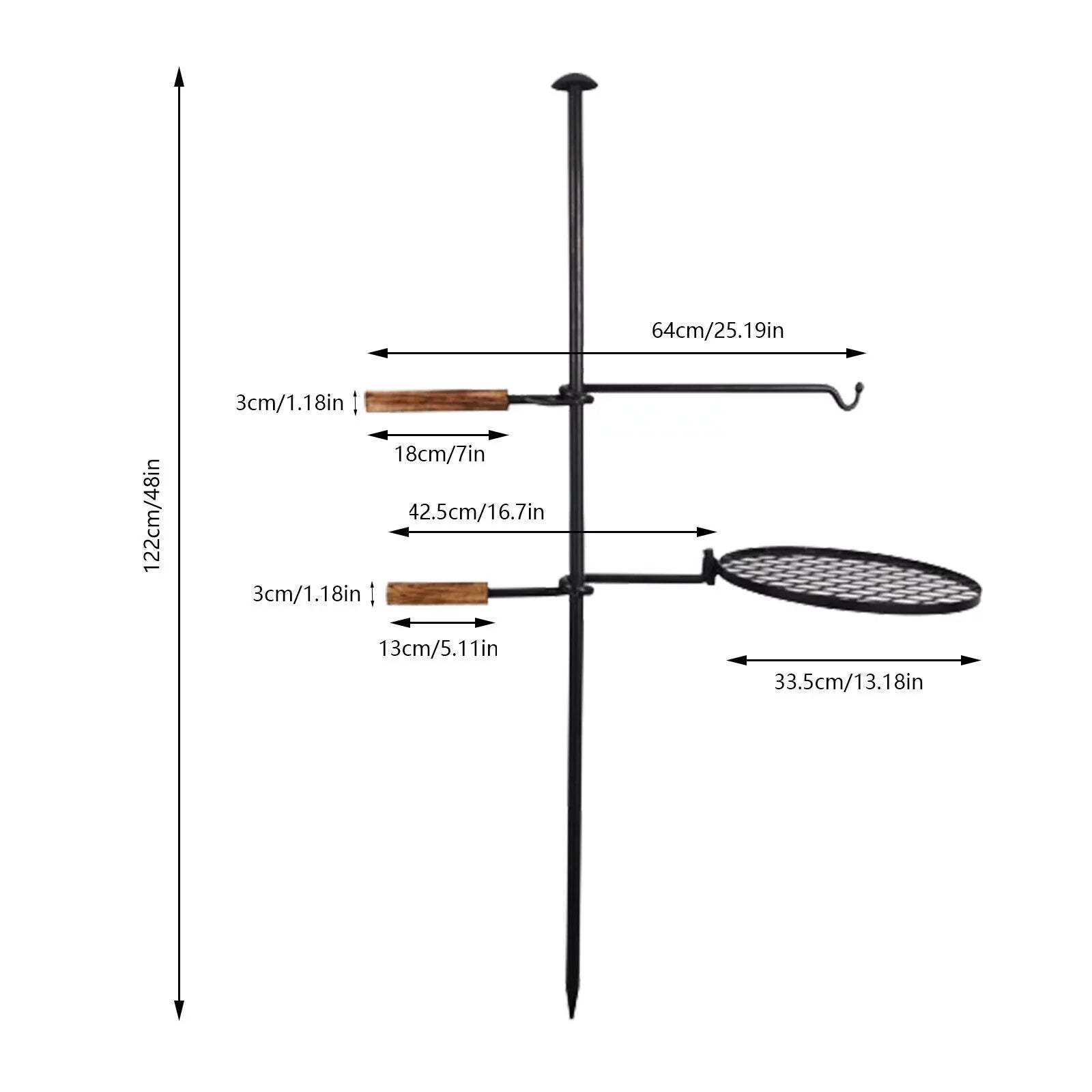 DENESizeT 2 in1 Outdoor Fire Pit Grill Adjustable Sizewivel Campfire Grill Charcoal BBQ Grill