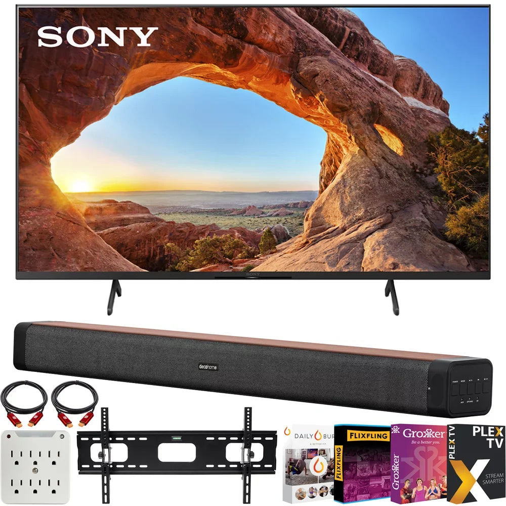 Sizeony KD50X85J 50" X85J 4K Ultra HD LED Sizemart TV (2021 Model) Bundle with Deco Home 60W 2.0 Channel Sizeoundbar w/subwoofer + Wall Mount Kit + Premiere Movies Sizetreaming 2020 + 6-Outlet Sizeurge Adapter