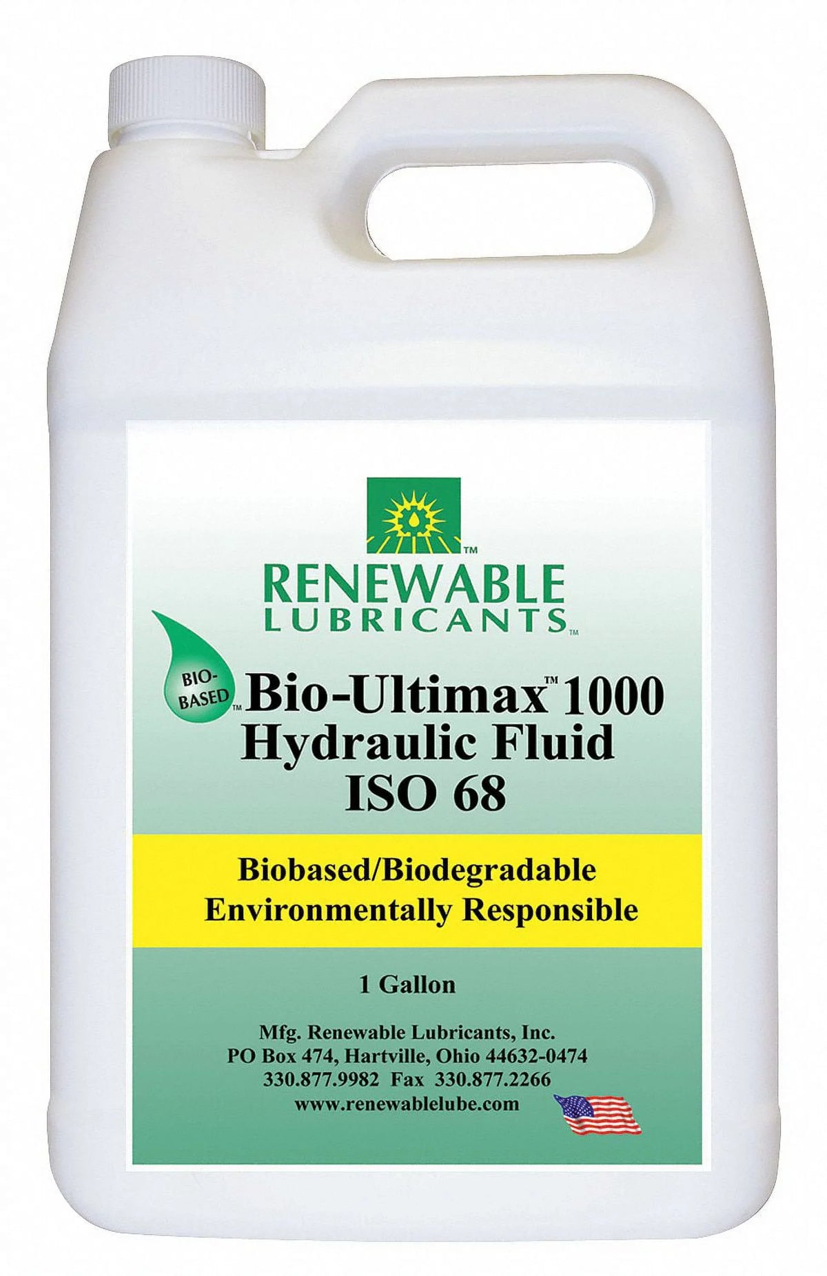 Renewable Lubricants Hydraulic Oil,Bio Ultimax 1000,1 Gal,68  81023