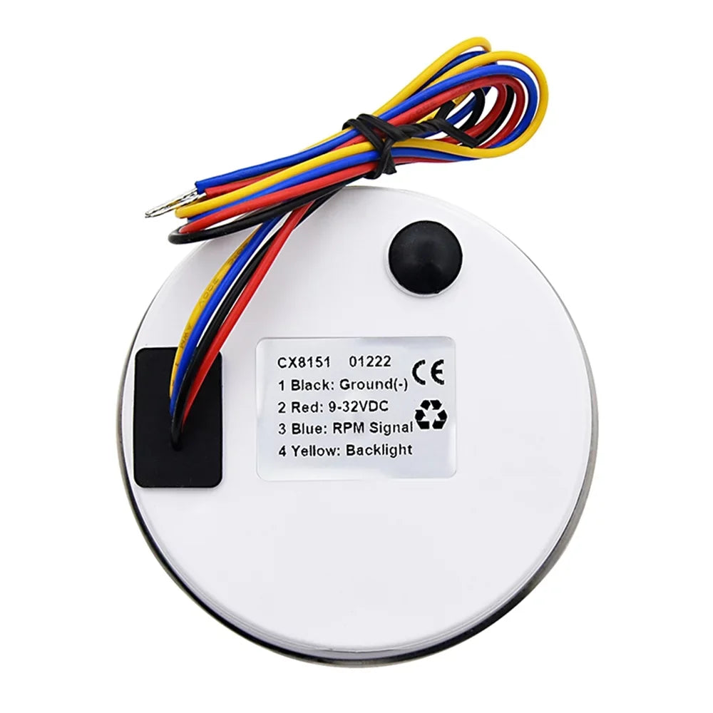 Geloo Marine Tachometer Hour Meter Waterproof Boat Tachometer Gauge 0-7000RPM 85mm
