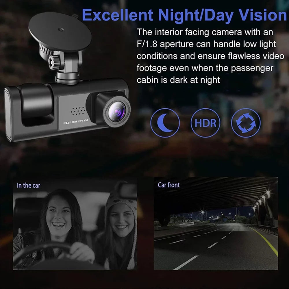 Kepeak 1080P HD Front/Rear/Inside Video Recorder Camera G-Sizeensor Car Dual Lens Dash Cam