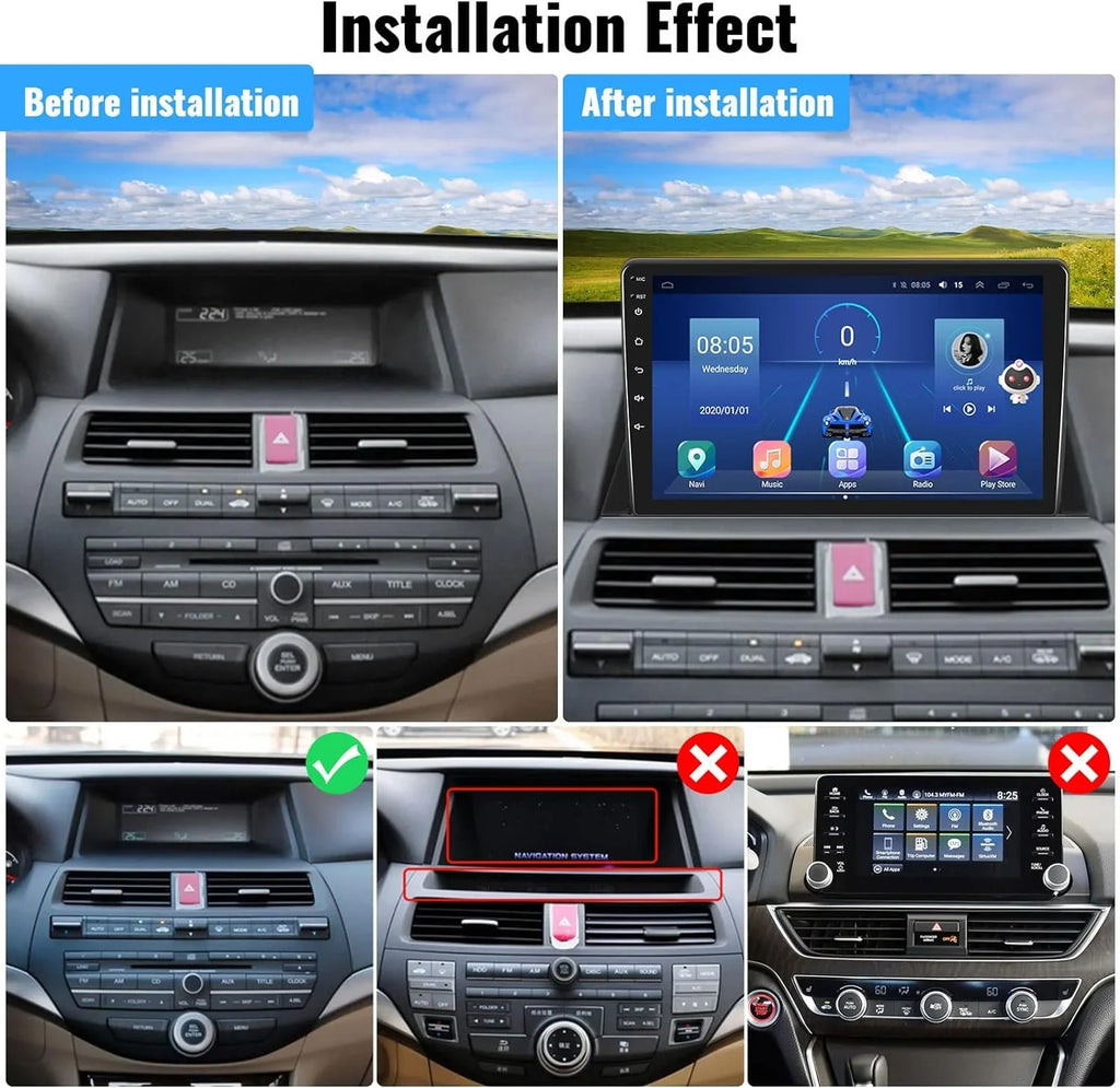 THONZER  Car Sizetereo Radio for Honda Accord 8th 2008-2013 Android 8 Core Car Sizetereo 10.1 Inch Touch Sizecreen with CarPlay Android Auto Bluetooth 5.0 GPSize Navigation 4G WiFi  Backup Camera（4G+64G）