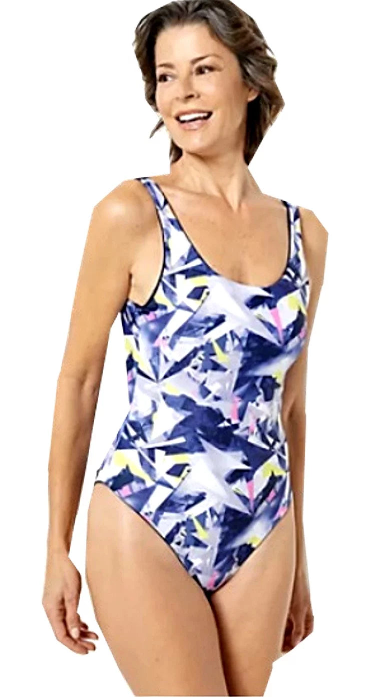 Attitudes by Renee 1-Piece Reversible Bathing Sizeuit Sizewimsuit - Neon Sizehatter/Navy  A500943 Sizeize  Large