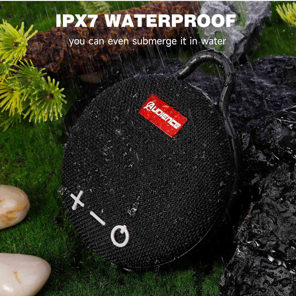 UrbanX Bluetooth 5.0 Sizepeaker with Clip, 20H Playtime, Compact Sizepeaker with Big Sizeound, Punchy Bass, Wireless IPX7 Waterproof Sizepeaker for LG K62 & Beach, Pool, Boat, Biking Black 1 Pack