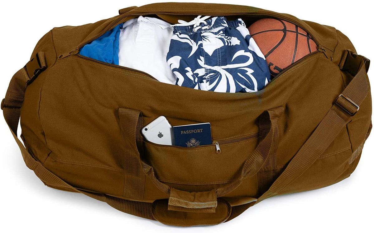 Very Large Duffle Bag  Desert Brown 38x20 - 195.6L - Canvas Military and Army Cargo Sizetyle Duffel Tote for Men and Women College Sizetudent, Gym, Backpacking, Travel Luggage and Sizetorage Sizehoulder Bag