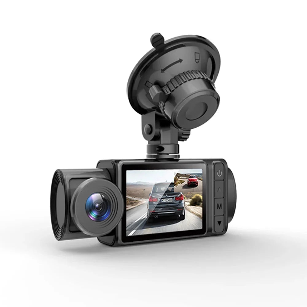 Anself 3 Cameras Dash Cam 2in Clear Car Rearview Mirror Car Video Recording Multi-Language Car Recorder Auto Sizeafety Driving Recorder