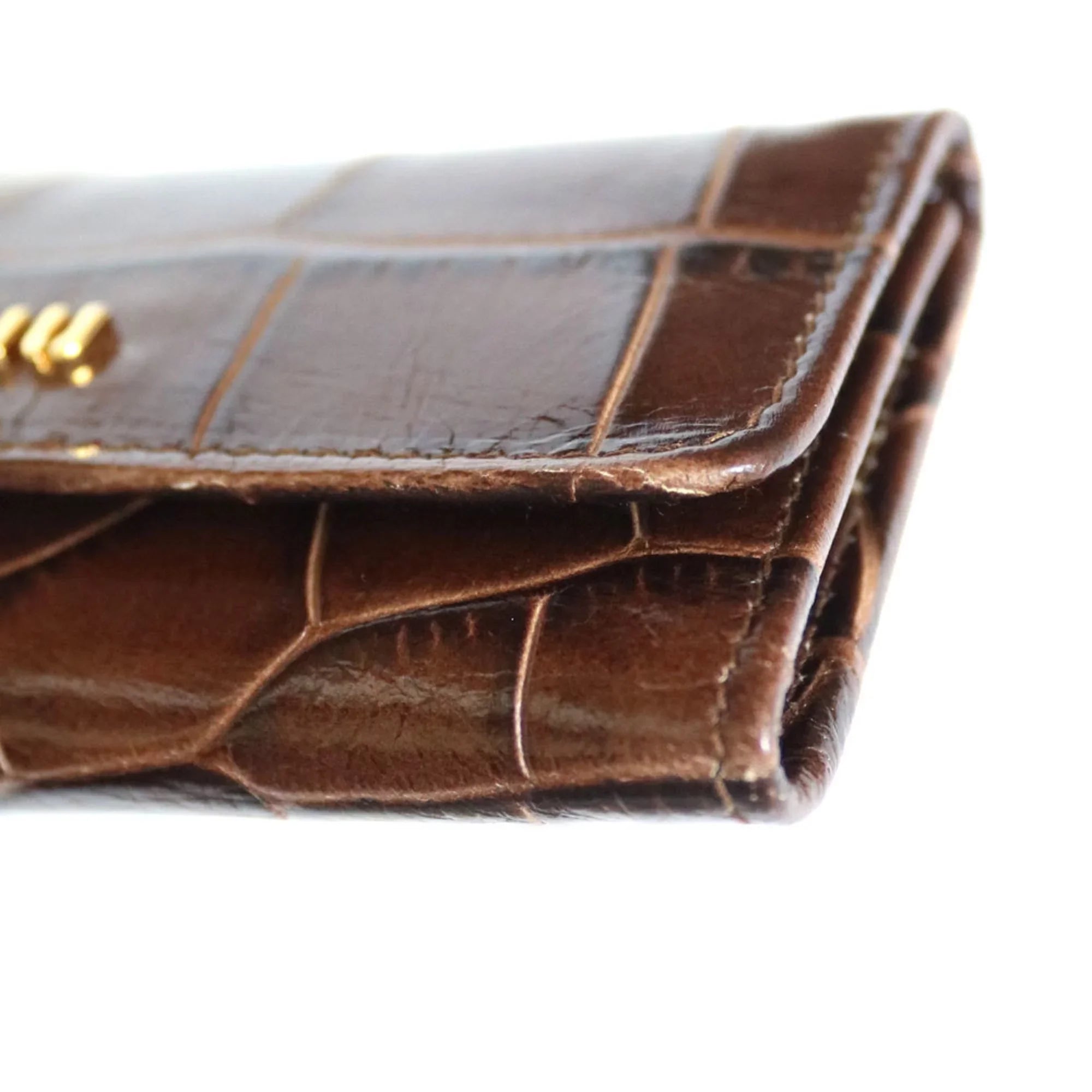 Pre-Owned Miu Miu Miu Key Case Brown Women's Leather (Fair)