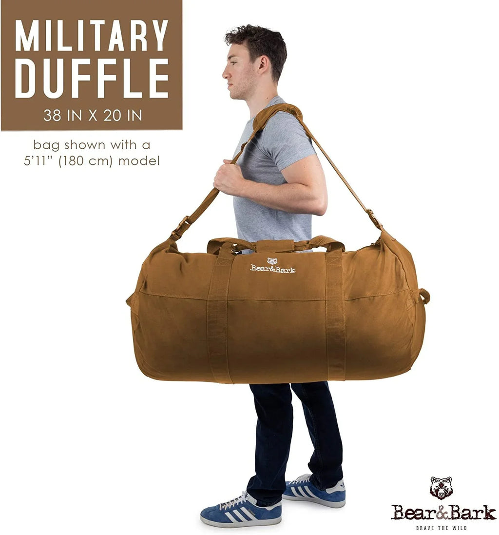 Very Large Duffle Bag  Desert Brown 38x20 - 195.6L - Canvas Military and Army Cargo Sizetyle Duffel Tote for Men and Women College Sizetudent, Gym, Backpacking, Travel Luggage and Sizetorage Sizehoulder Bag