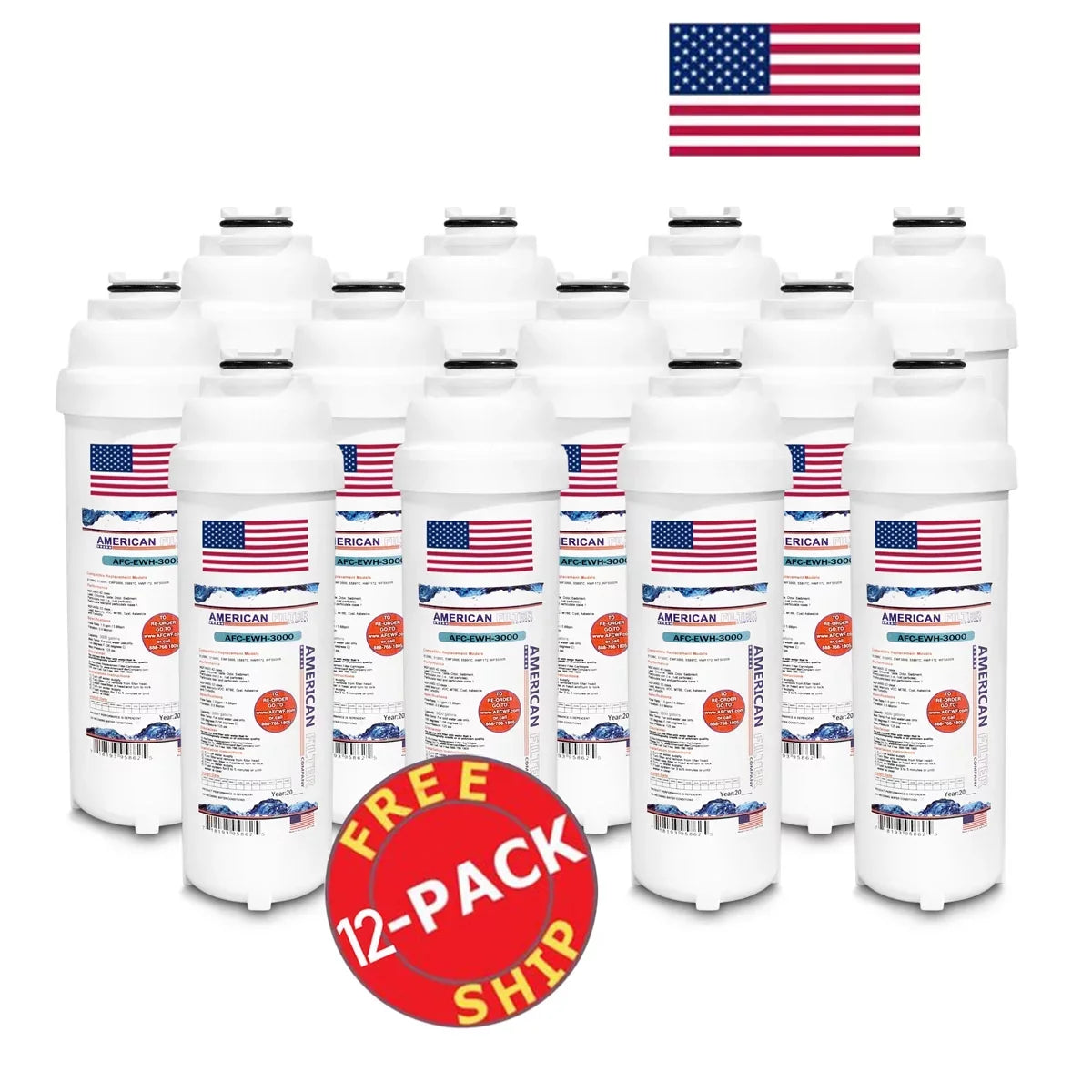 AFC Brand , Water Filters , Model # AFC-EWH-3000 , Compatible with WaterSizeentry® LZSize8WSizeLP - 12 Pack - Made in U.Size.A.