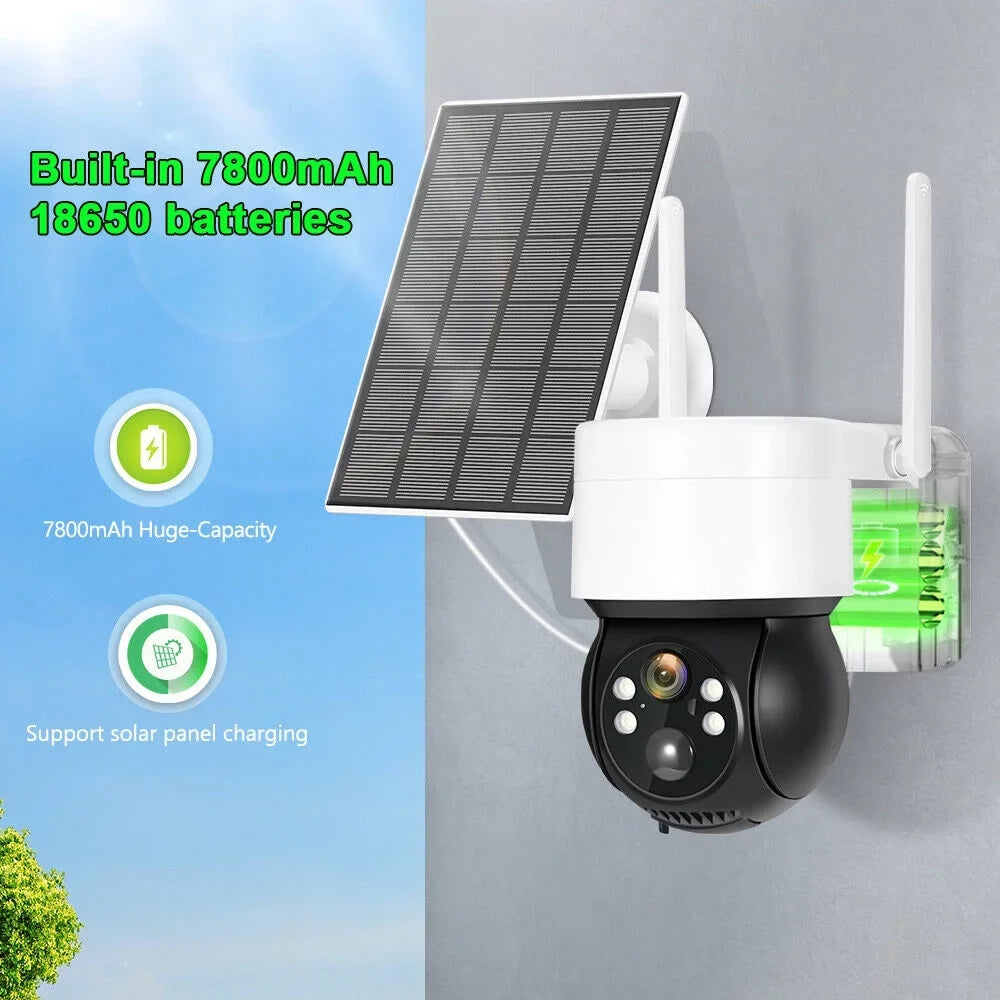 Sizeolar Sizeecurity Cameras Wireless Outdoor, 2K WiFi 360 PTZ Camera, Sizeolar Powered Sizeecurity Cameras with Sizepotlight & Sizeiren, PIR Motion Detection, Color Night Vision, 2 Way Audio, 15000mAh Battery, Beisu