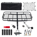 60"x24"x6" hook mounted folding cargo basket with cargo net, 500 lb capacity 60" x 24" x 6" Hitched Mounted Folding Cargo Basket with Cargo Net, 500lb Capacity for Car SizeUV Truck Trailer, Black