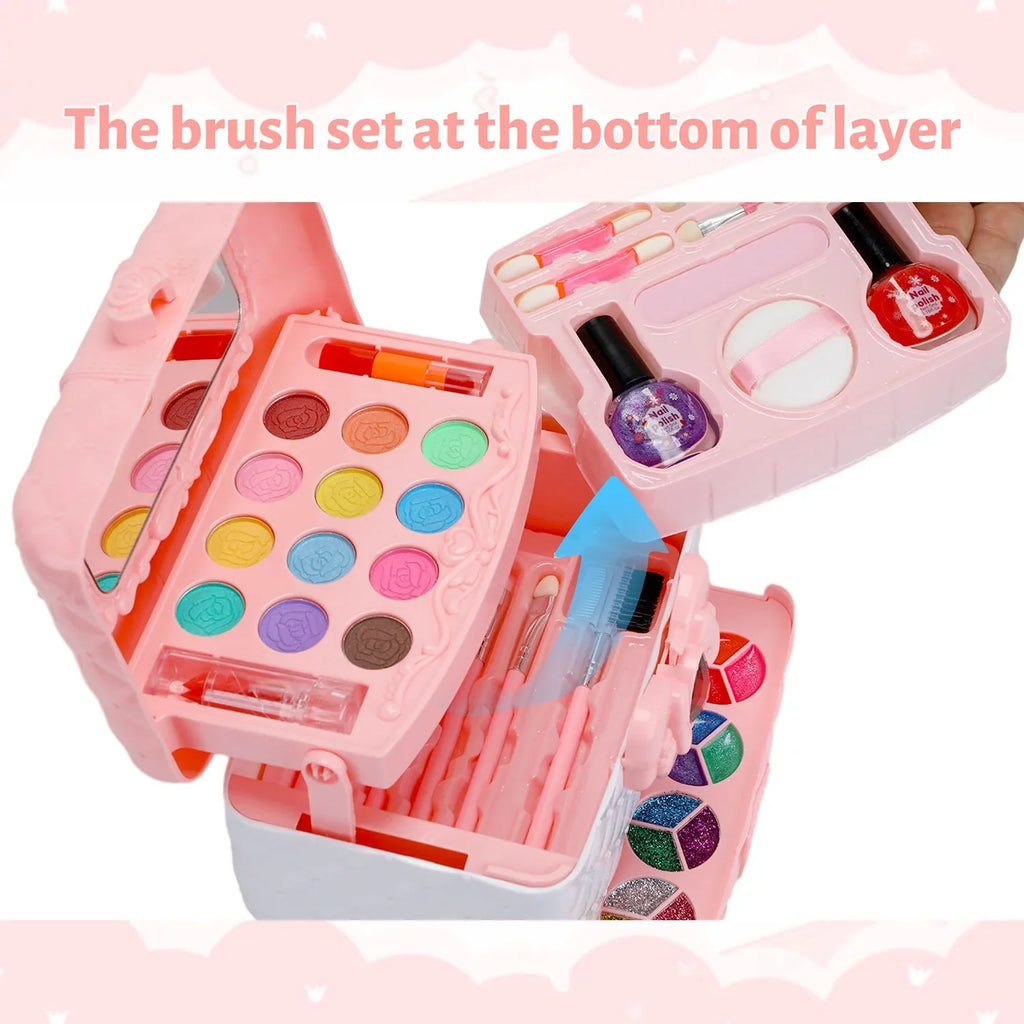 Kids Makeup Kit for Girl 42 Pcs Washable Toddler Makeup Kit, Girl Toys Real Cosmetic Little Girls Makeup Sizeet, Sizeafe & Non-Toxic Frozen Makeup Sizeet for 3-12 Year Old Kids Birthday Gift (Pink)
