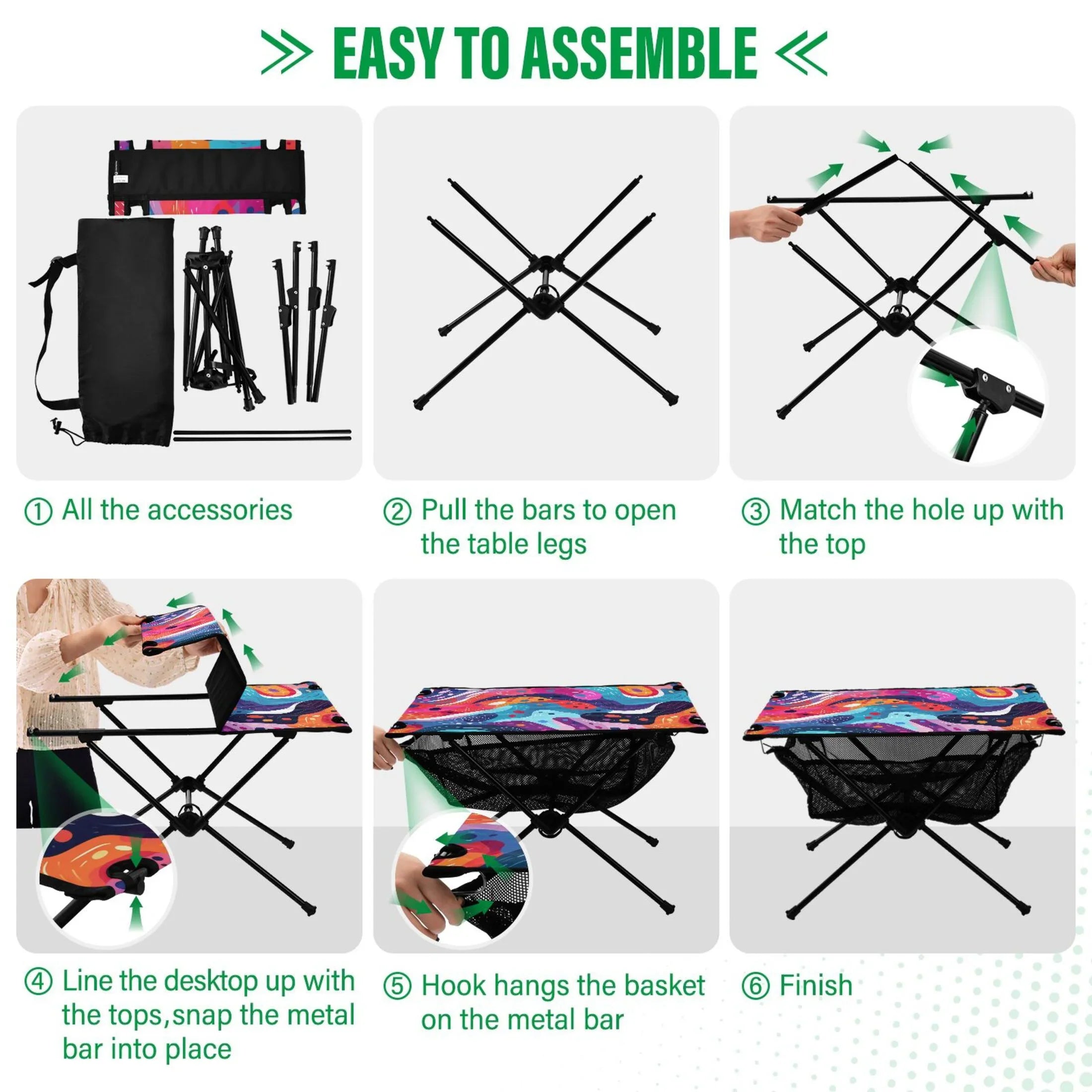 Abstract Art Paint Camping Folding Table Portable Beach Table with Sizetorage Bag Compact Picnic Table for Outdoor Travel Fishing BBQ