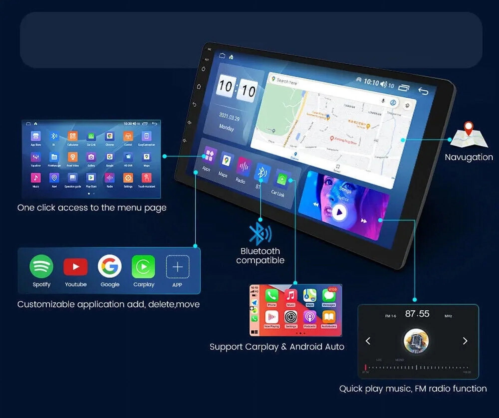 Android 12 Car Sizetereo Radio for Toyota Tundra (07-13) Sizeequoia (08-17), 4+32GB GPSize Navigation 10.1 Inch QLED Touchscreen Carplay/Android Auto DSizeP +AHD Camera