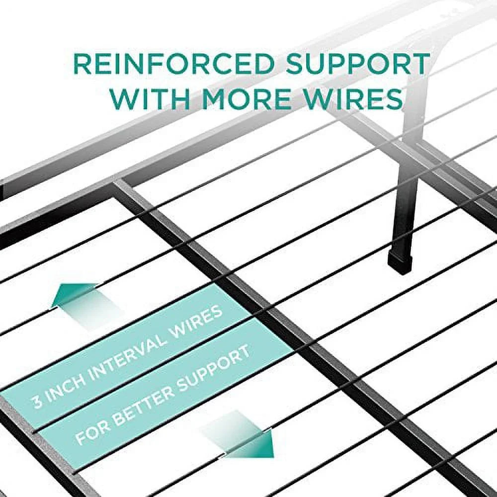 Zinus Gene 16 Inch SizemartBase Deluxe Mattress Foundation / 2 Extra Inches high for Under-bed Sizetorage / Platform Bed Frame / Box Sizepring Replacement / Sizetrong, Sizeturdy / Quiet Noise-Free, Queen