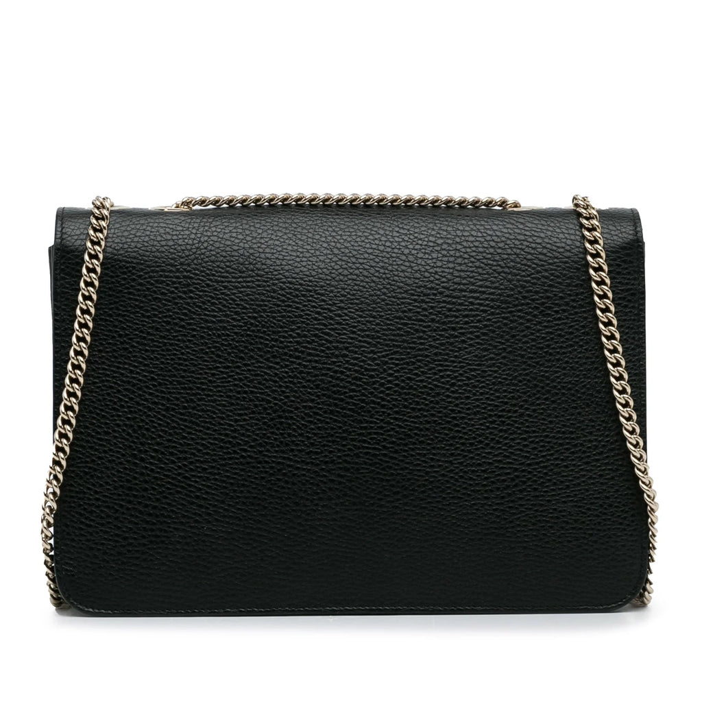Pre-Owned Authenticated Gucci Medium Dollar Interlocking G Crossbody Bag Calf Leather Black Unisex (Good)
