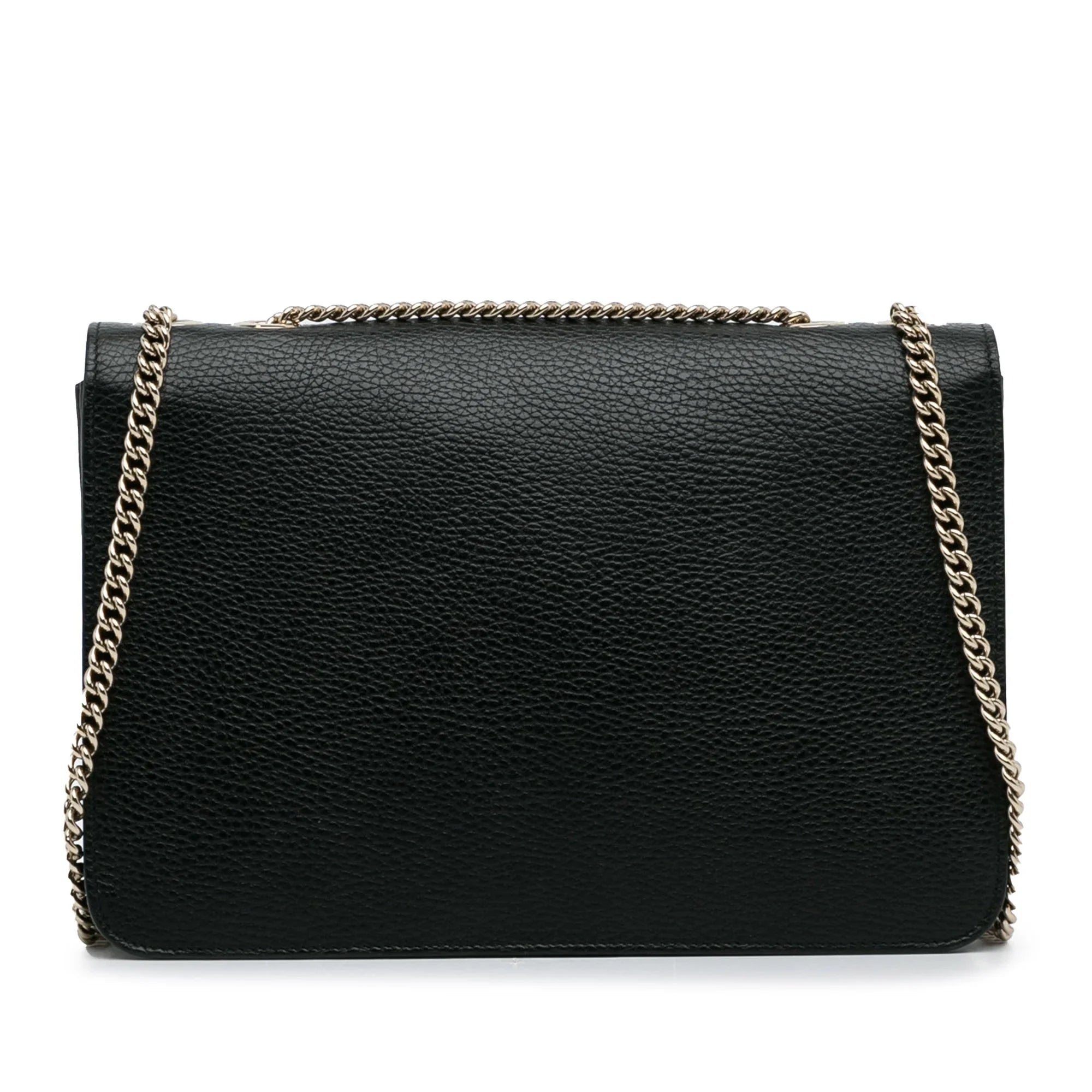 Pre-Owned Authenticated Gucci Medium Dollar Interlocking G Crossbody Bag Calf Leather Black Unisex (Good)