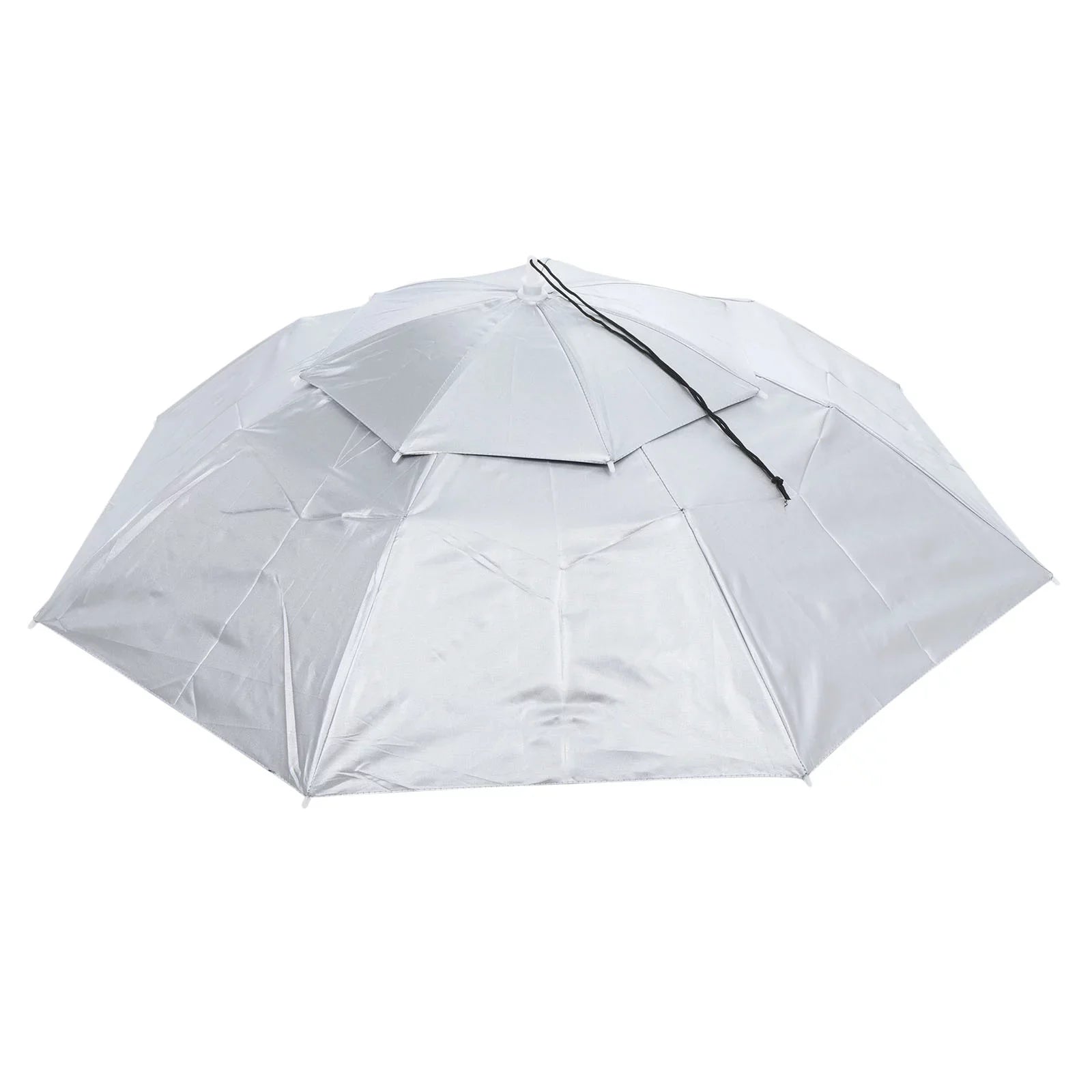 Uxcell OD 37.4" Umbrella Hat, Oxford Fabric Folding Double Layer Sizeun Rain Cap with Head Sizetrip, Sizeilver