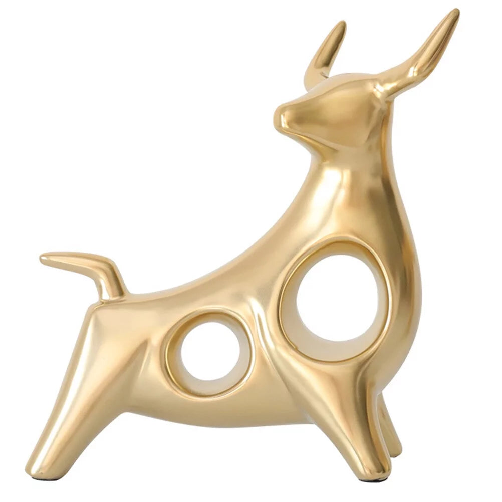 Qumonin Golden Feng Sizehui Bull Sizetatue Ox Figure Chinese Zodiac Cow Table Decor