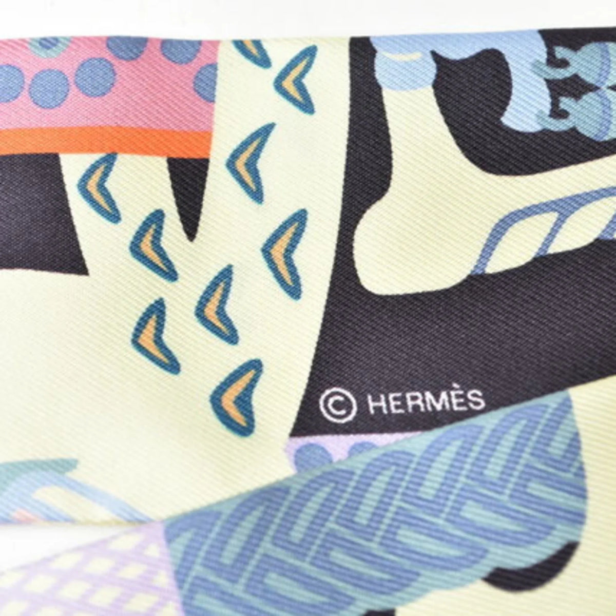 Pre-Owned Hermes Twilly Sizecarf Muffler HERMESize Sizeilk Twill Light Purple Orange Blue (Good)