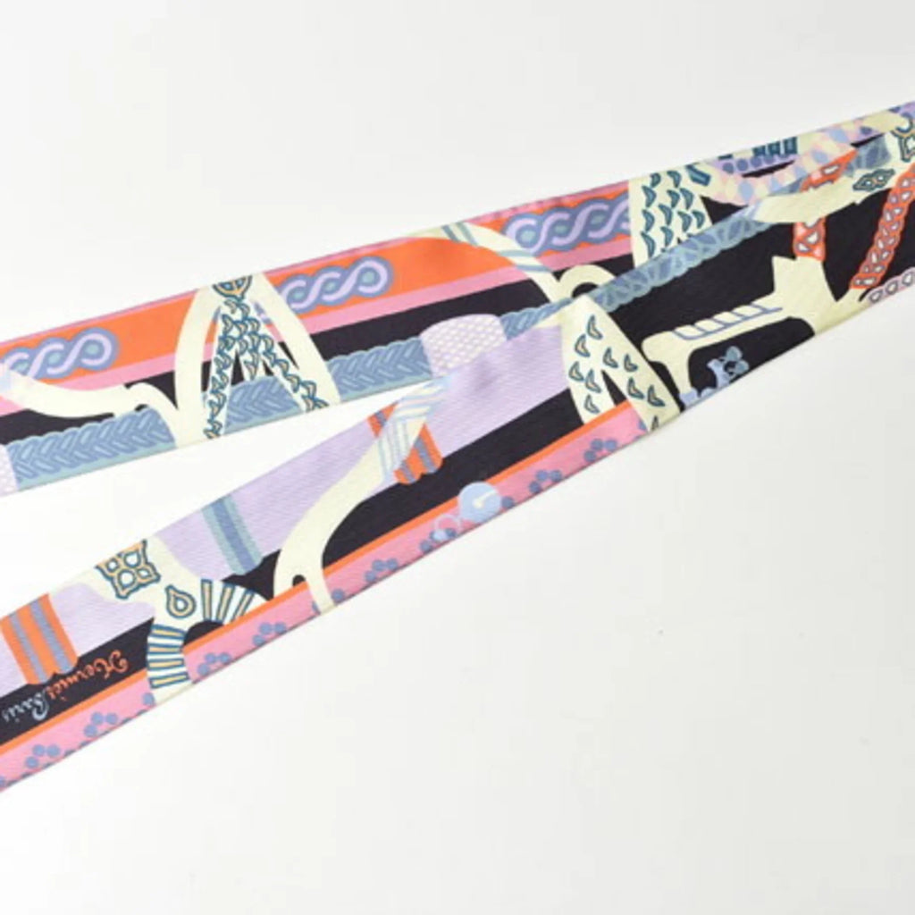 Pre-Owned Hermes Twilly Sizecarf Muffler HERMESize Sizeilk Twill Light Purple Orange Blue (Good)