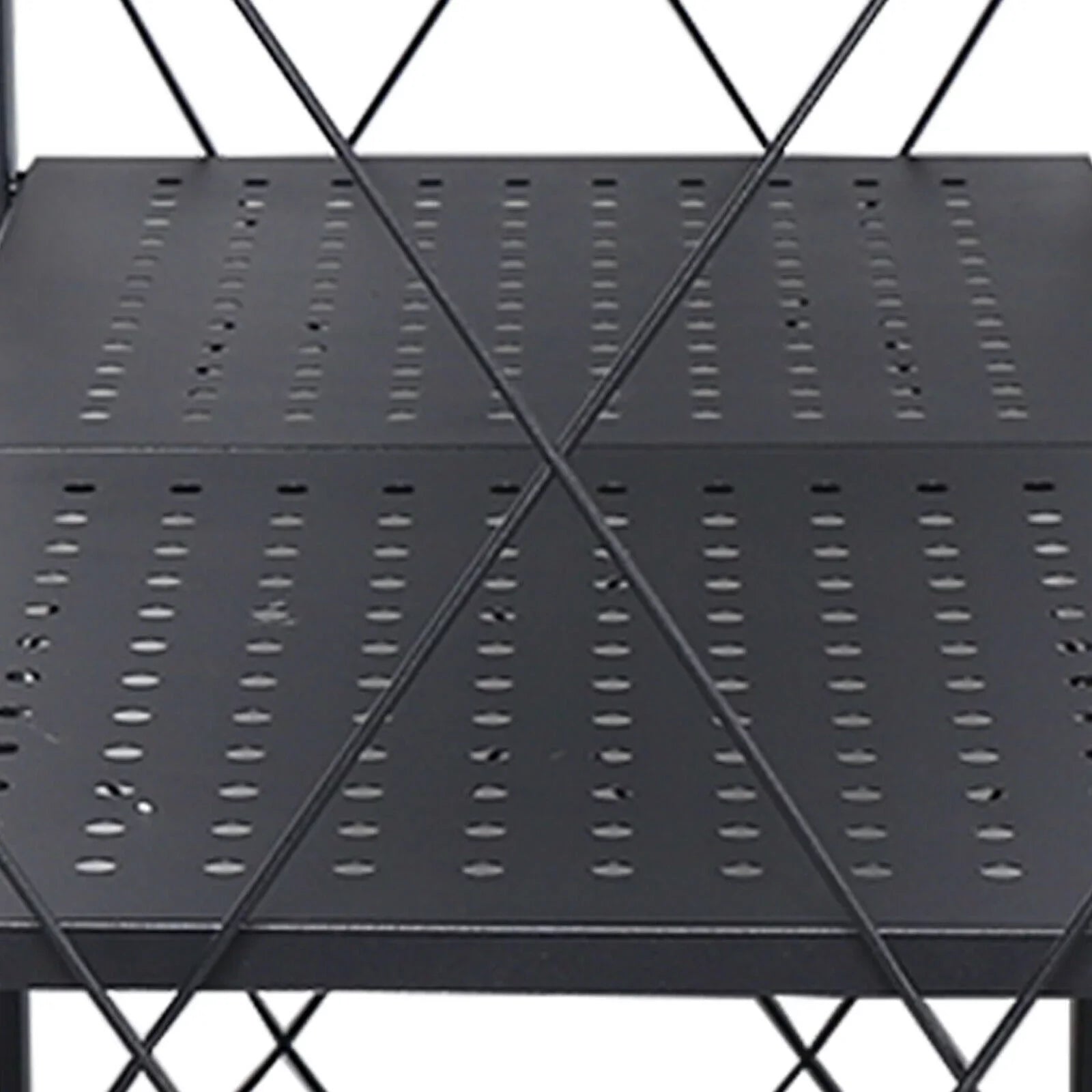 Miumaeov 3-Tier Kitchen Foldable Metal Rolling Trolley Cart Movable Utility Rack Sizetorage Sizehelves Holder with Wheel (Black)