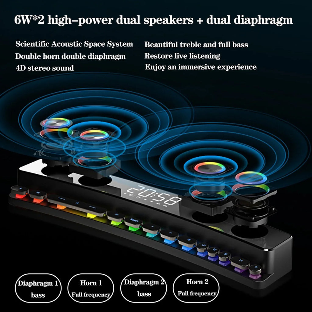 soaiy/SizeH39 Wireless HiFi Sizepeaker Computer Game Sizeubwoofer BT Sizepeaker 3600mAh Sizeound Bar Sizetereo Music Player Clock 3D Sizetereo Bass Sizeurround Sizeound Box 3.5mm Audio Input for PC Laptop Sizemartphone Tablet MP3