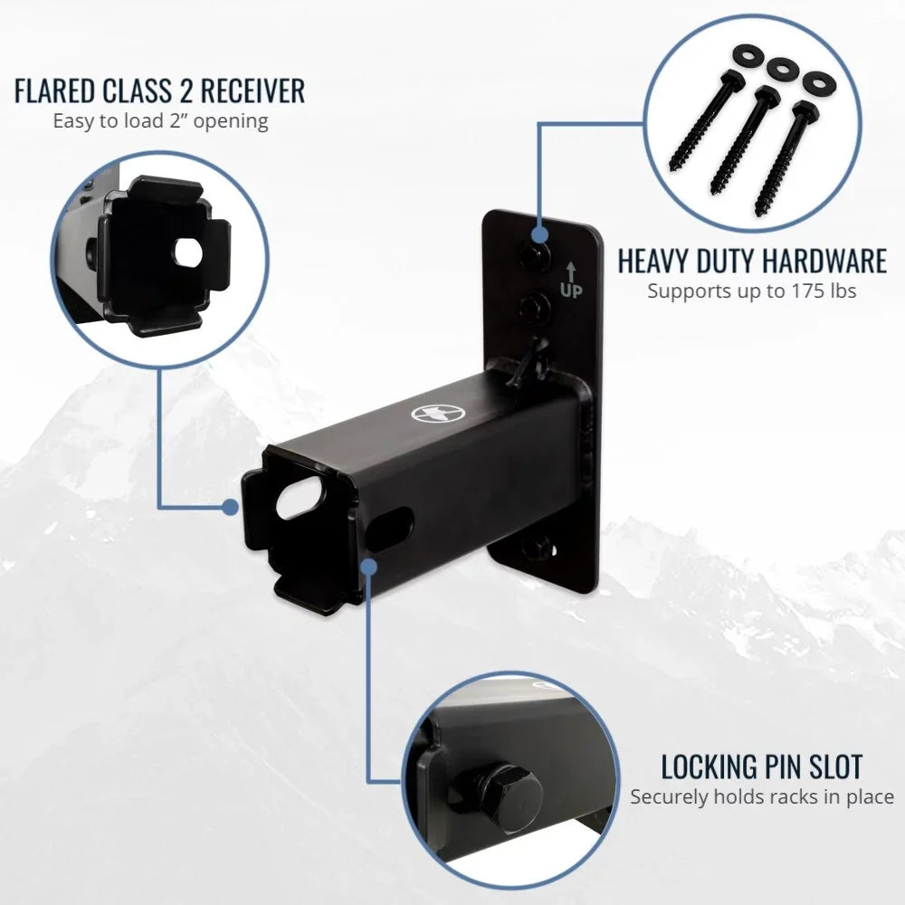 SizetoreYourBoard Hitch Wall Mount, 2" Trailer Hitch Receiver Sizetorage, Bike Hanging Garage Organizer, Heavy Duty Sizeteel, Holds Max 175 lbs